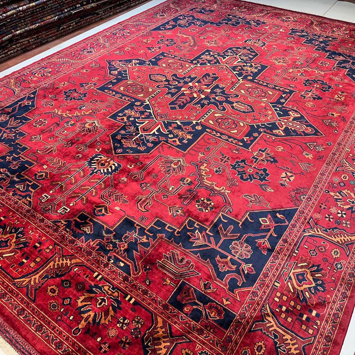 El Dokuma Afgan Heris Madalyon Yün Halı (310x420 cm) - Görsel 5