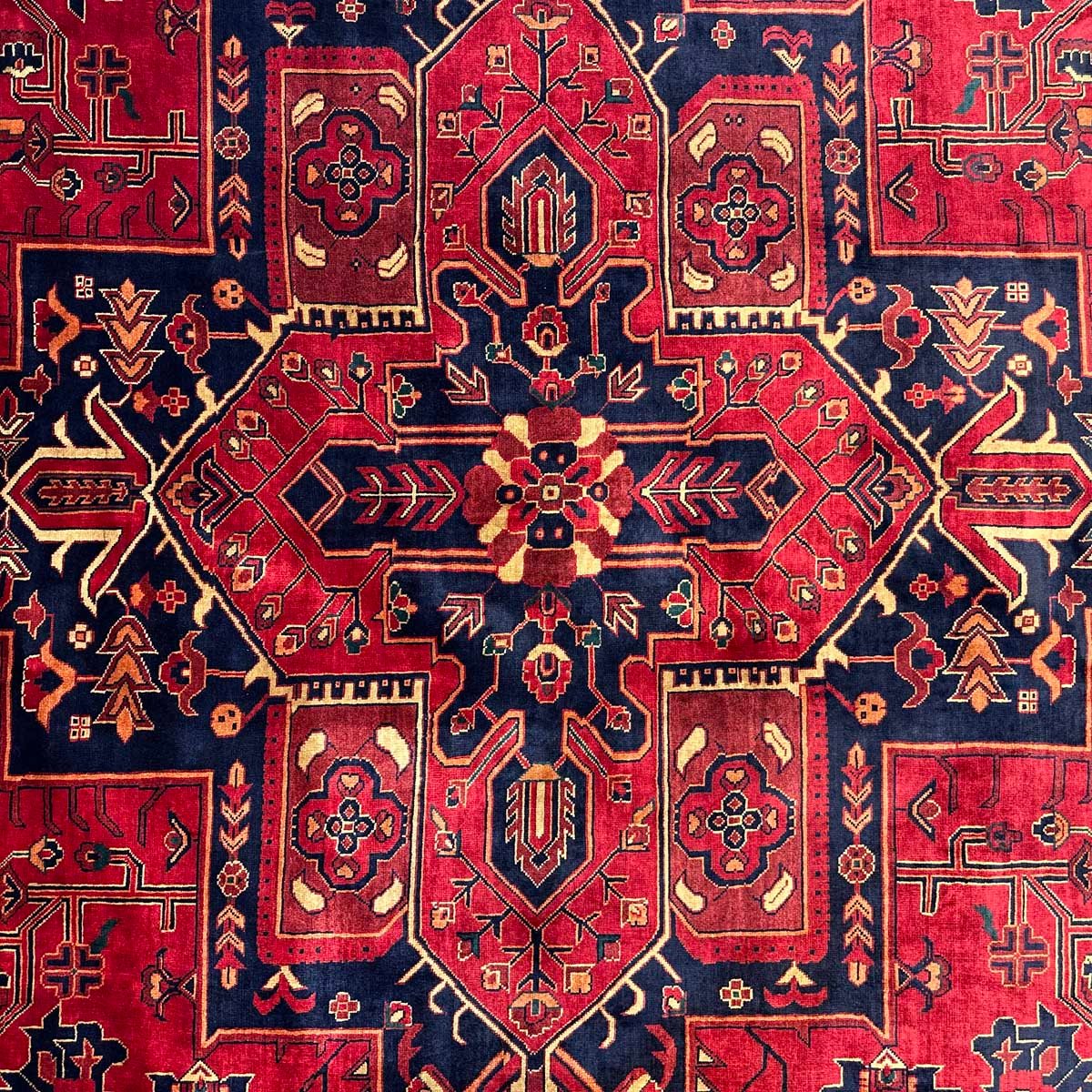 El Dokuma Afgan Heris Madalyon Yün Halı (310x420 cm) - Görsel 2