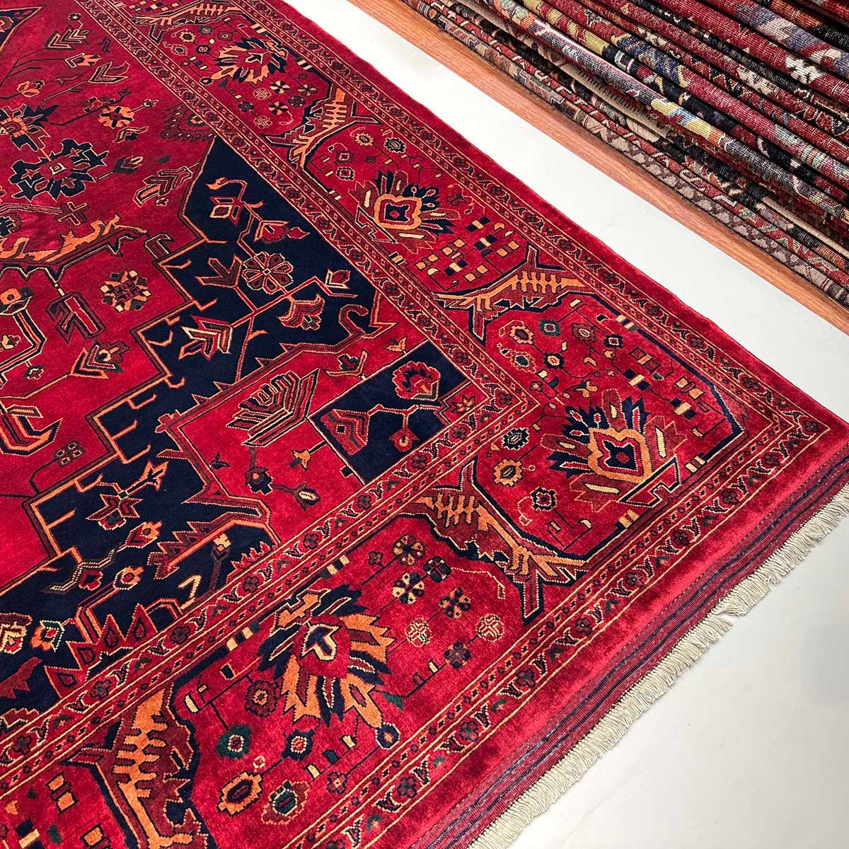 El Dokuma Afgan Heris Madalyon Yün Halı (310x420 cm) - Görsel 6