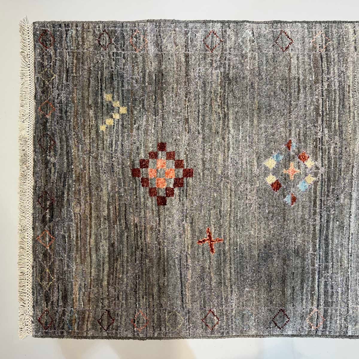 El Dokuma Gri Modern Yün Yolluk Halı (70x250 cm) - Görsel 3