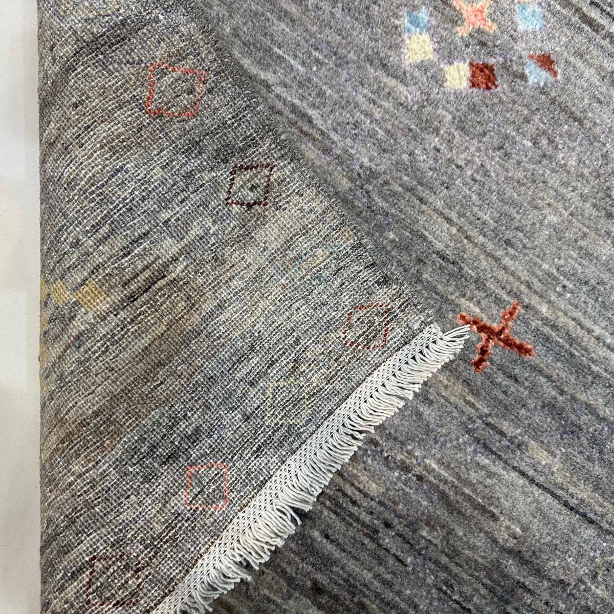 El Dokuma Gri Modern Yün Yolluk Halı (70x250 cm) - Görsel 4