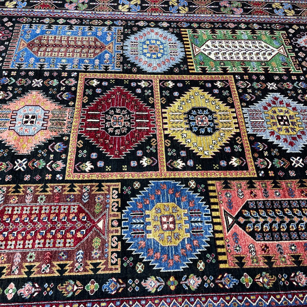 El Dokuma Afgan Veziri Kabile Yün Halı (250x300 cm) - Görsel 3