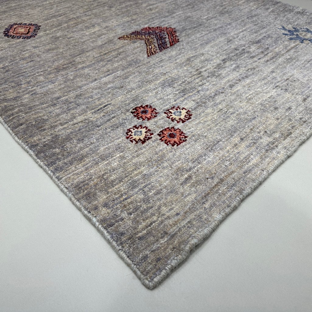 El Dokuma Gri Modern Yün Halı (100x150 cm) - Görsel 2
