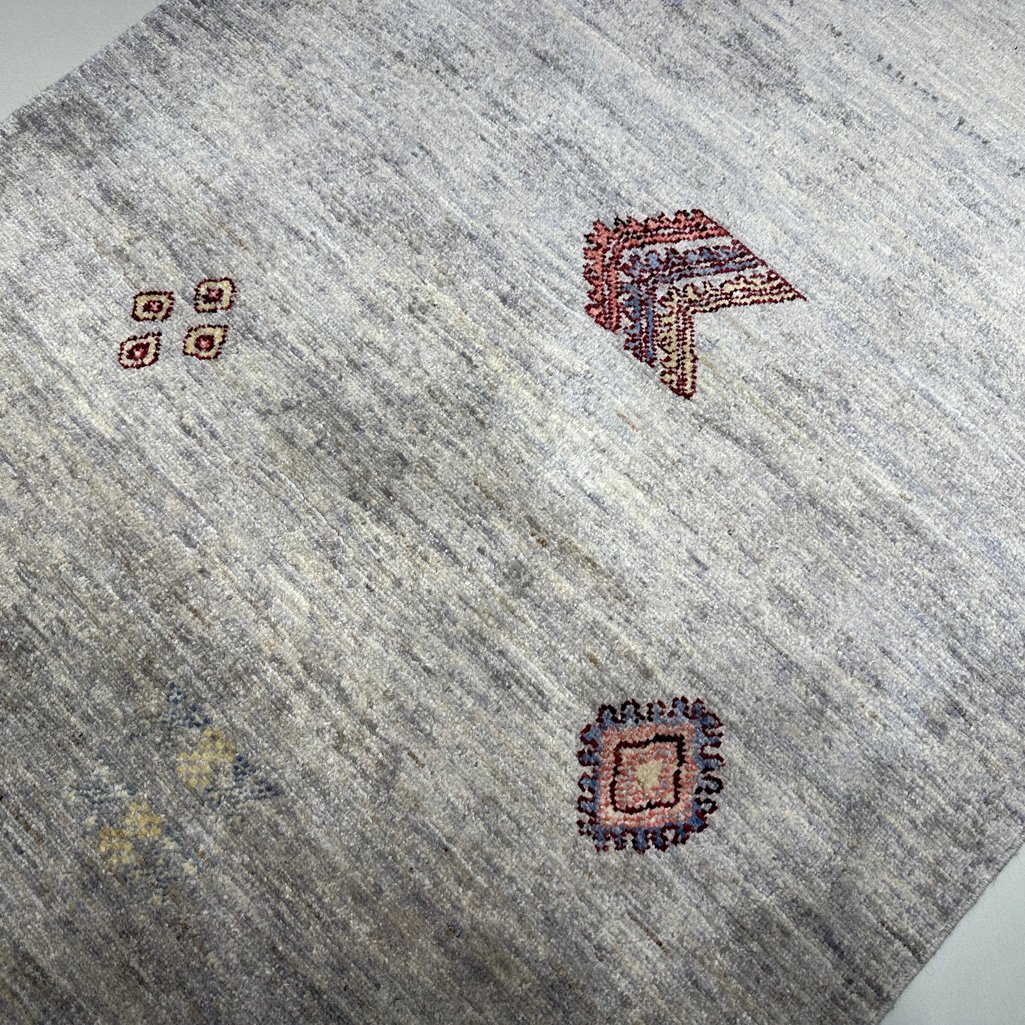 El Dokuma Gri Modern Yün Halı (100x150 cm) - Görsel 3