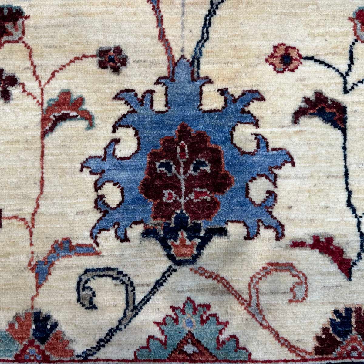 El Dokuma Afgan Sultani Beyaz Yün Halı (174x240 cm) - Görsel 2