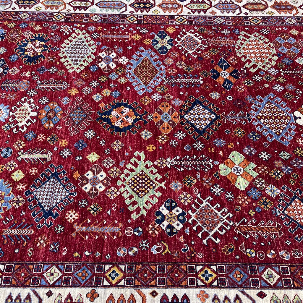 El Dokuma Kırmızı İran Kaşkai Yün Halı (245x310 cm) - Görsel 3