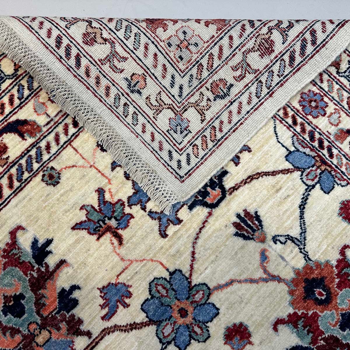 El Dokuma Afgan Sultani Beyaz Yün Halı (174x240 cm) - Görsel 6