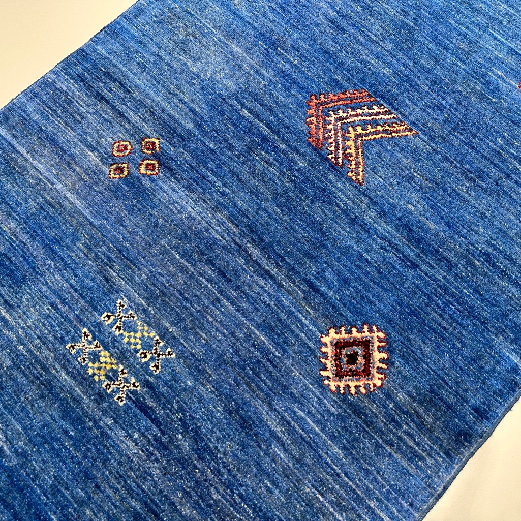 El Dokuma Mavi Modern Yün Halı (90x150 cm) - Görsel 4