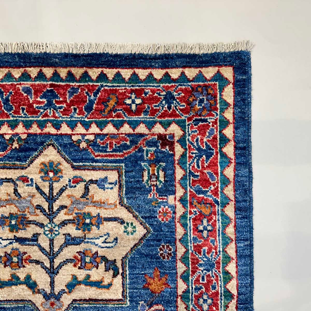 El Dokuma Mavi Afgan Kabile Yün Yolluk Halı (80x300 cm) - Görsel 7