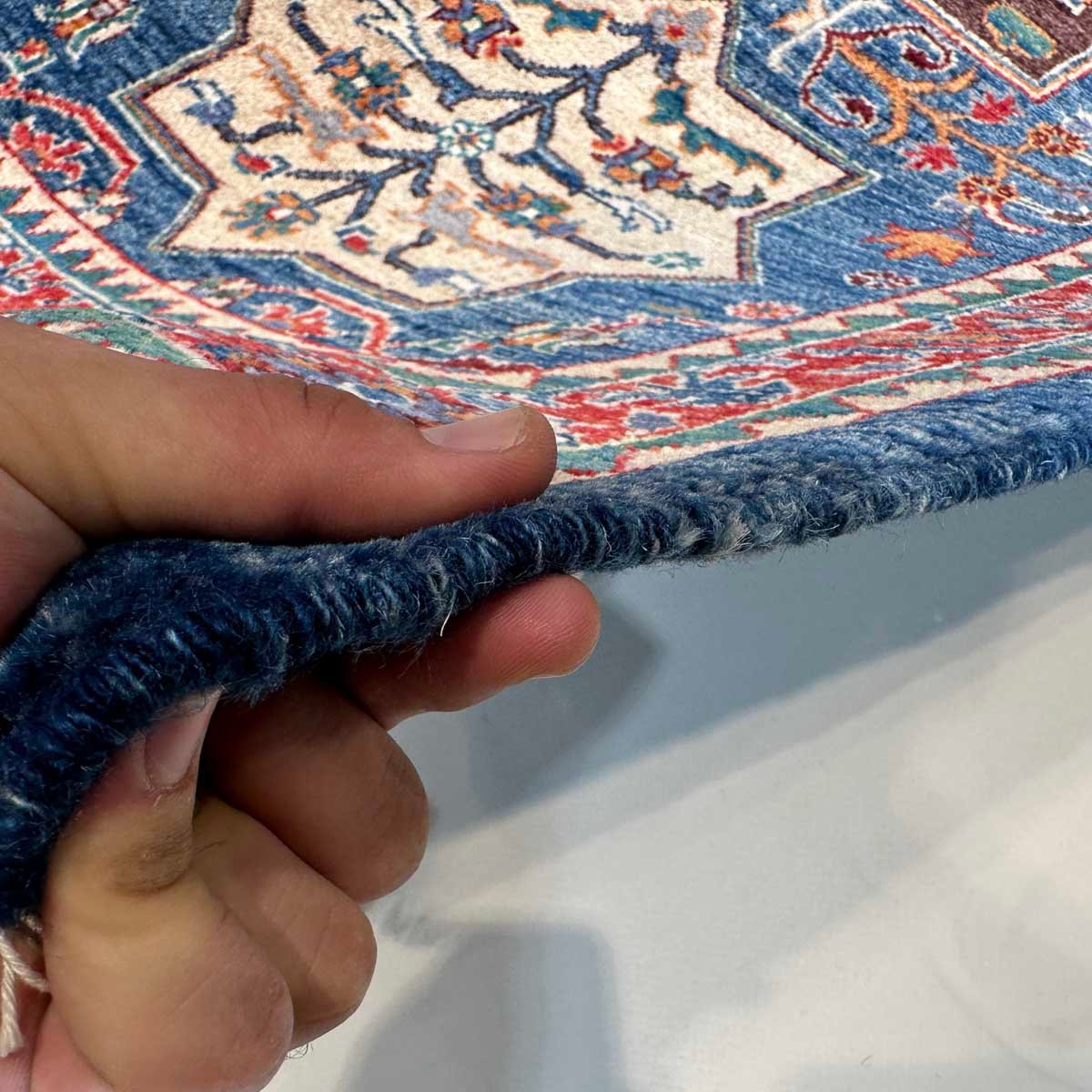 El Dokuma Mavi Afgan Kabile Yün Yolluk Halı (80x300 cm) - Görsel 8