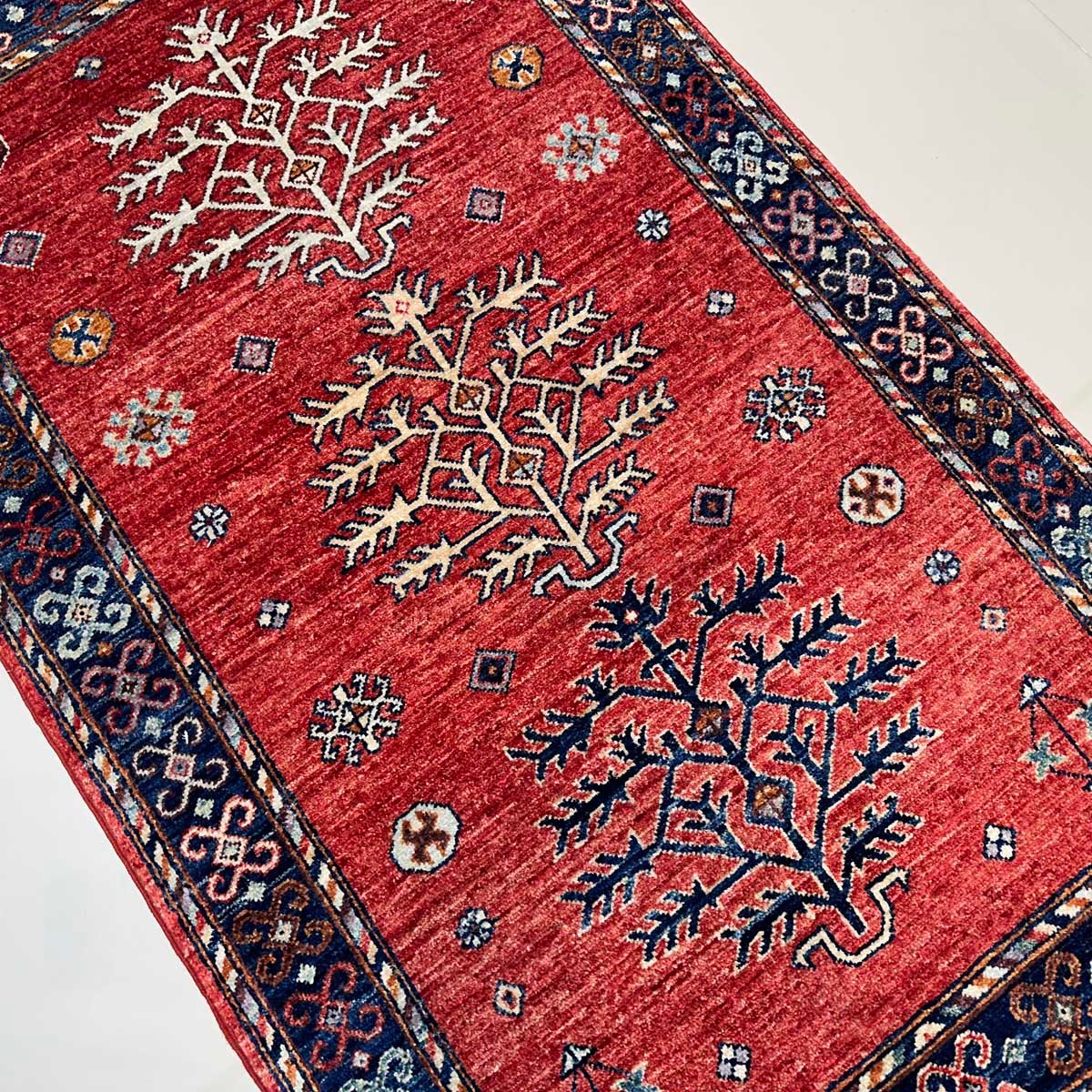 El Dokuma Kırmızı Afgan Kabile Yün Halı (95x155 cm) - Görsel 5