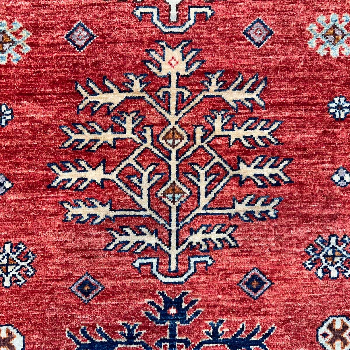 El Dokuma Kırmızı Afgan Kabile Yün Halı (95x155 cm) - Görsel 2