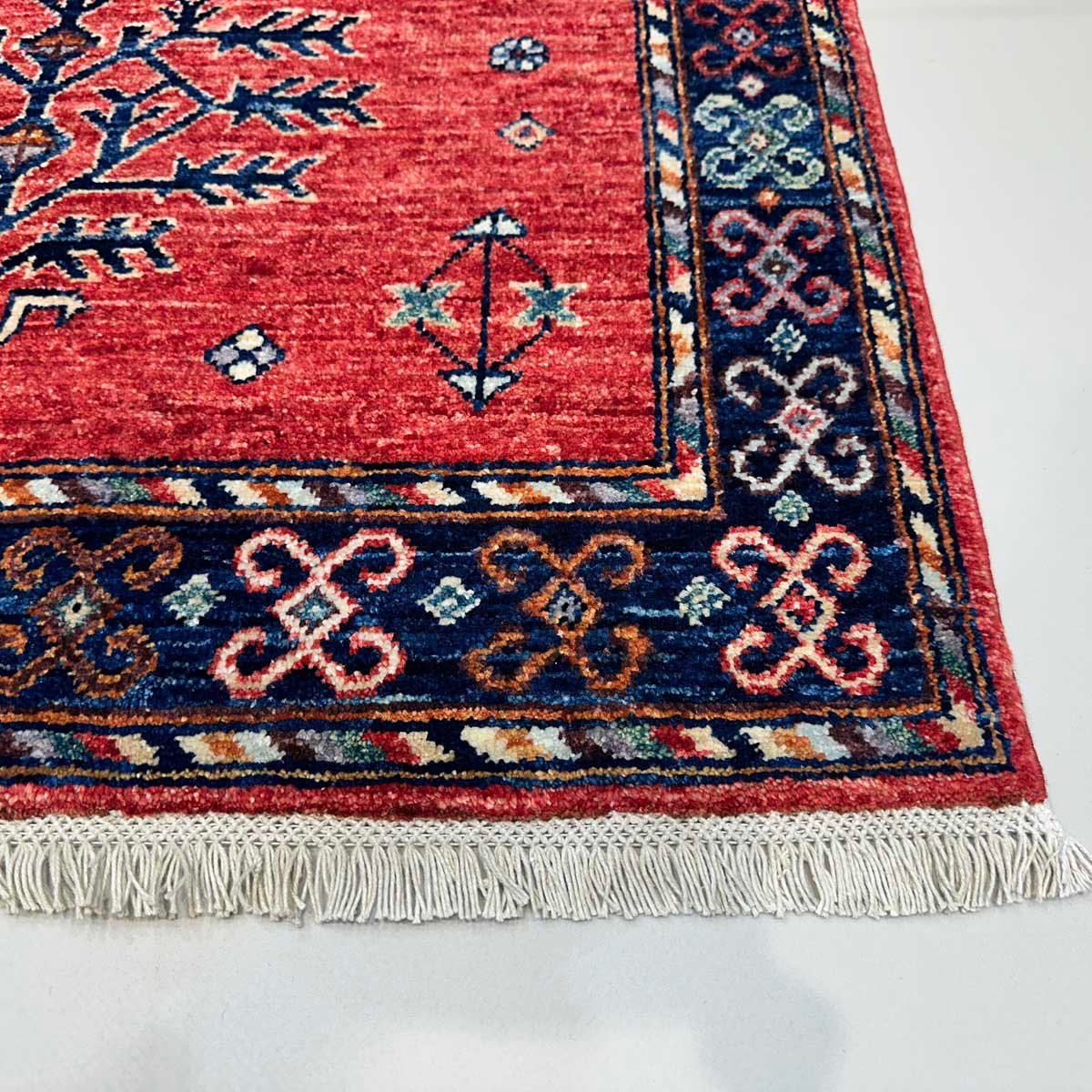 El Dokuma Kırmızı Afgan Kabile Yün Halı (95x155 cm) - Görsel 3