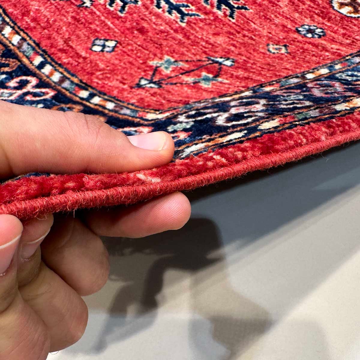 El Dokuma Kırmızı Afgan Kabile Yün Halı (95x155 cm) - Görsel 10