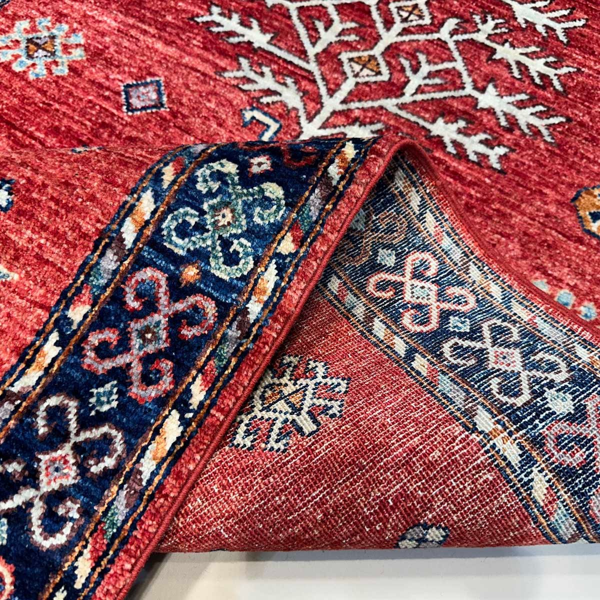 El Dokuma Kırmızı Afgan Kabile Yün Halı (95x155 cm) - Görsel 9