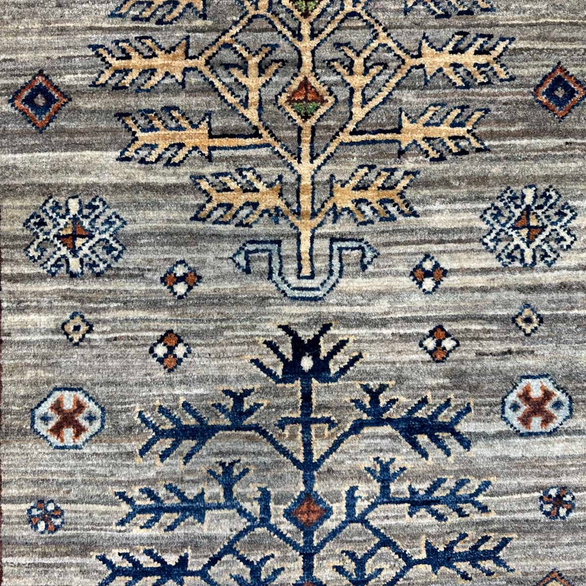 El Dokuma Natural Gri Afgan Kabile Yün Halı (80x120 cm) - Görsel 2