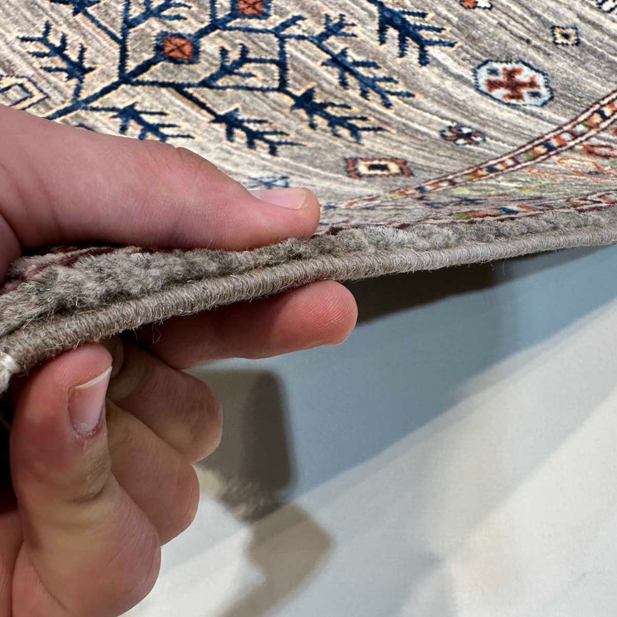 El Dokuma Natural Gri Afgan Kabile Yün Halı (80x120 cm) - Görsel 8