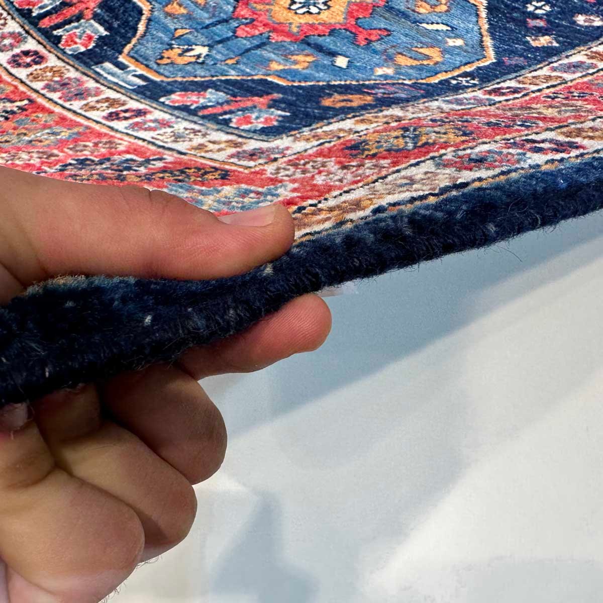 El Dokuma Lacivert Afgan Kabile Yün Yolluk Halı (80x390 cm) - Görsel 9