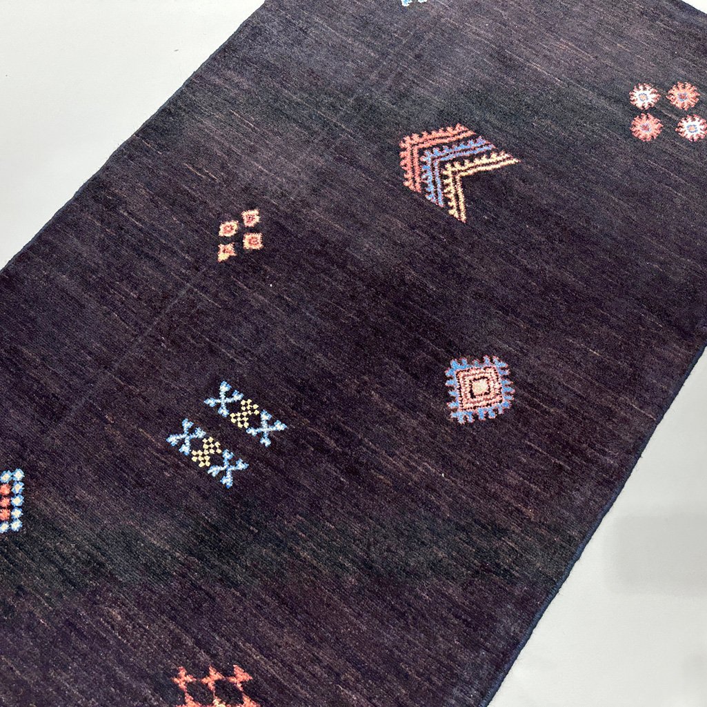 El Dokuma Siyah Modern Yün Halı (90x150 cm) - Görsel 4