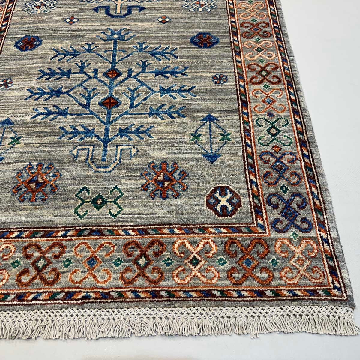 El Dokuma Natural Gri Afgan Kabile Yün Yolluk Halı (85x350 cm) - Görsel 2
