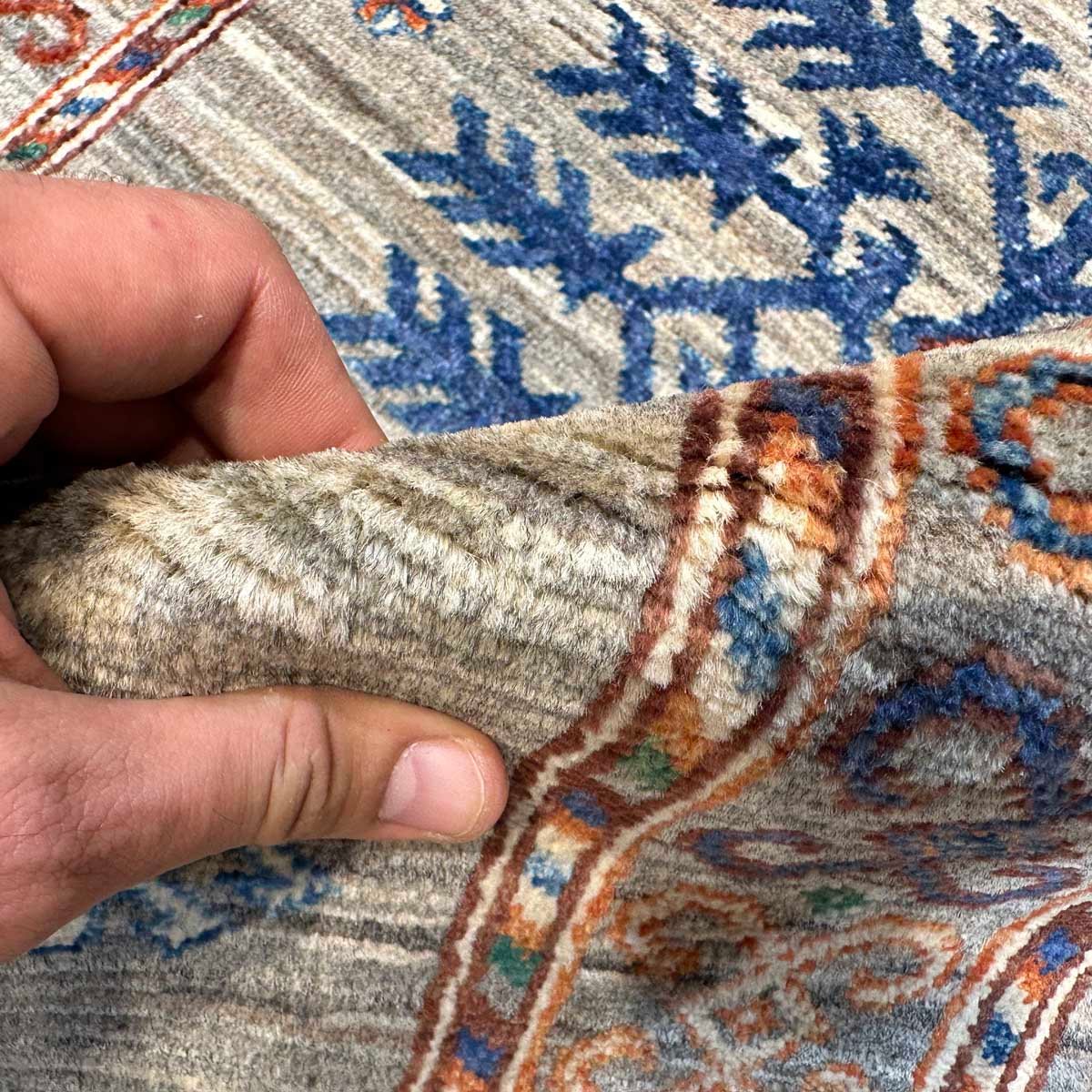 El Dokuma Natural Gri Afgan Kabile Yün Yolluk Halı (85x350 cm) - Görsel 3