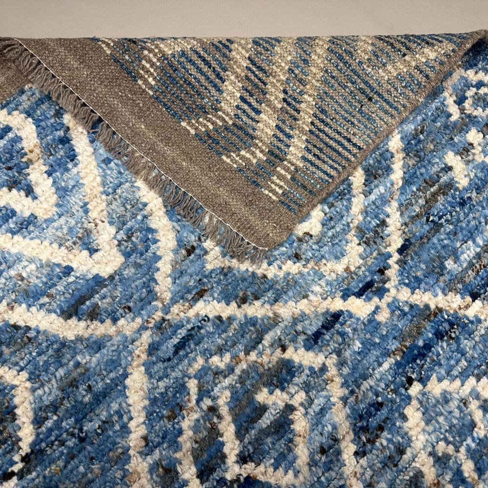 El Dokuma Bohem Fas Mavi Yün Halı (200x280 cm) - Görsel 6