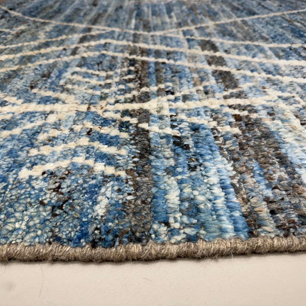 El Dokuma Bohem Fas Mavi Yün Halı (200x280 cm) - Görsel 5