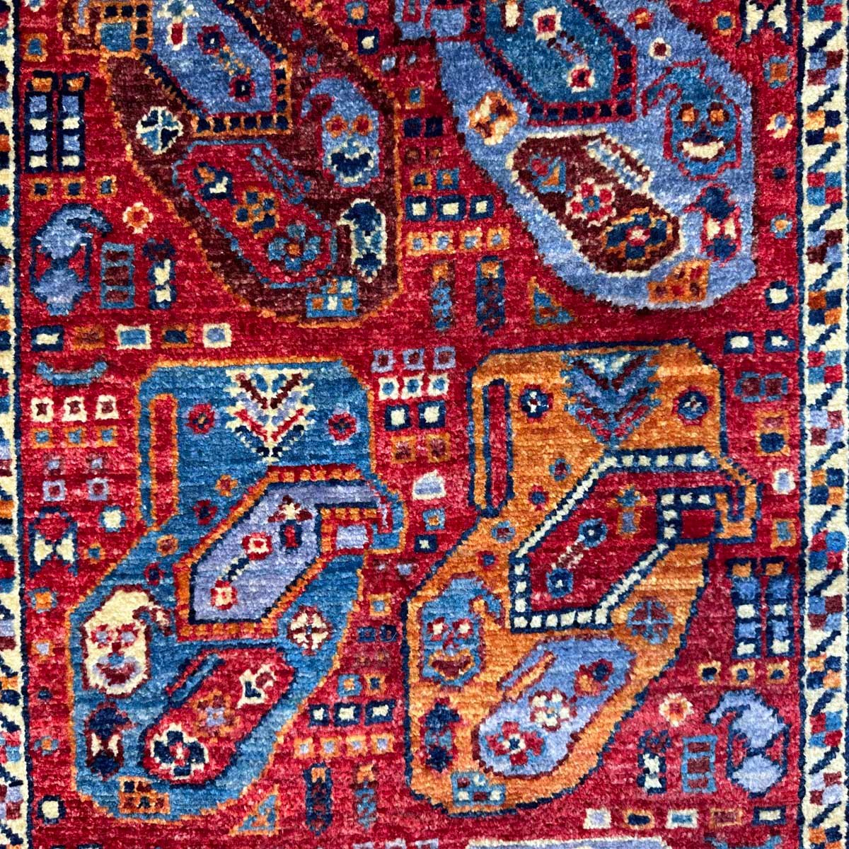 El Dokuma Bohem Afgan Kabile Yün Yolluk Halı (85x440 cm) - Görsel 2