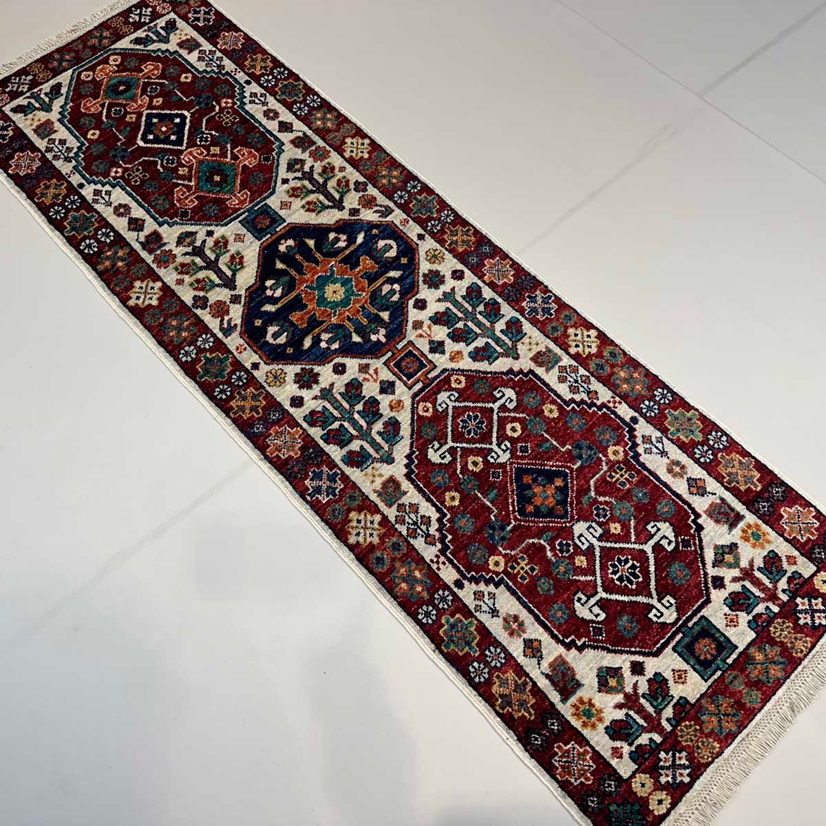 El Dokuma Geleneksel Afgan Kabile Yün Yolluk Halı (60x190 cm) - Görsel 4