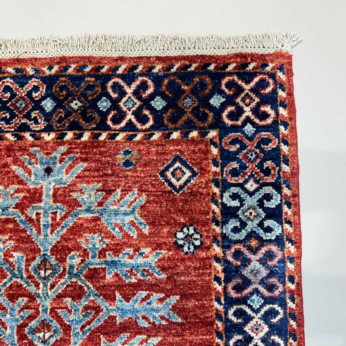 El Dokuma Kırmızı Afgan Kabile Yün Yolluk Halı (70x250 cm) - Görsel 9