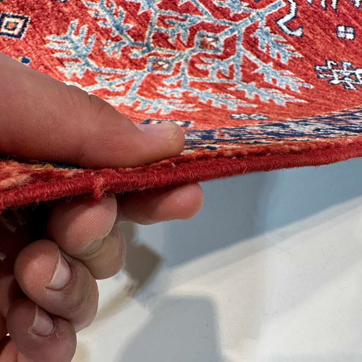 El Dokuma Kırmızı Afgan Kabile Yün Yolluk Halı (70x250 cm) - Görsel 8