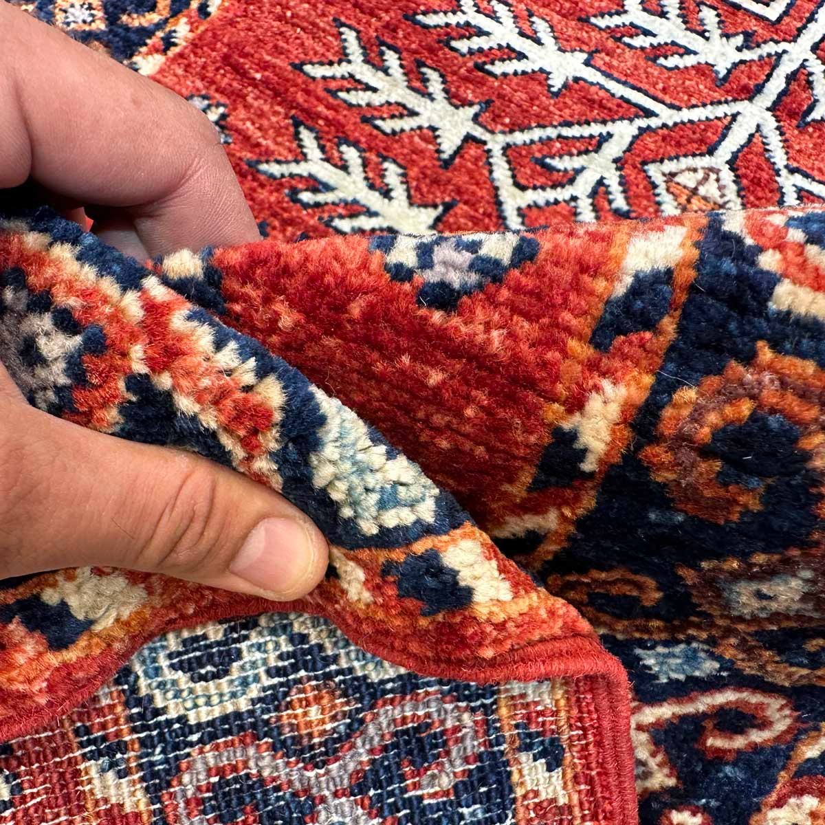 El Dokuma Kırmızı Afgan Kabile Yün Yolluk Halı (70x250 cm) - Görsel 4