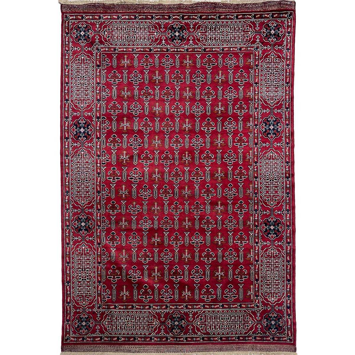 El Dokuma Bordo Afgan Yün Halı (170x240 cm)