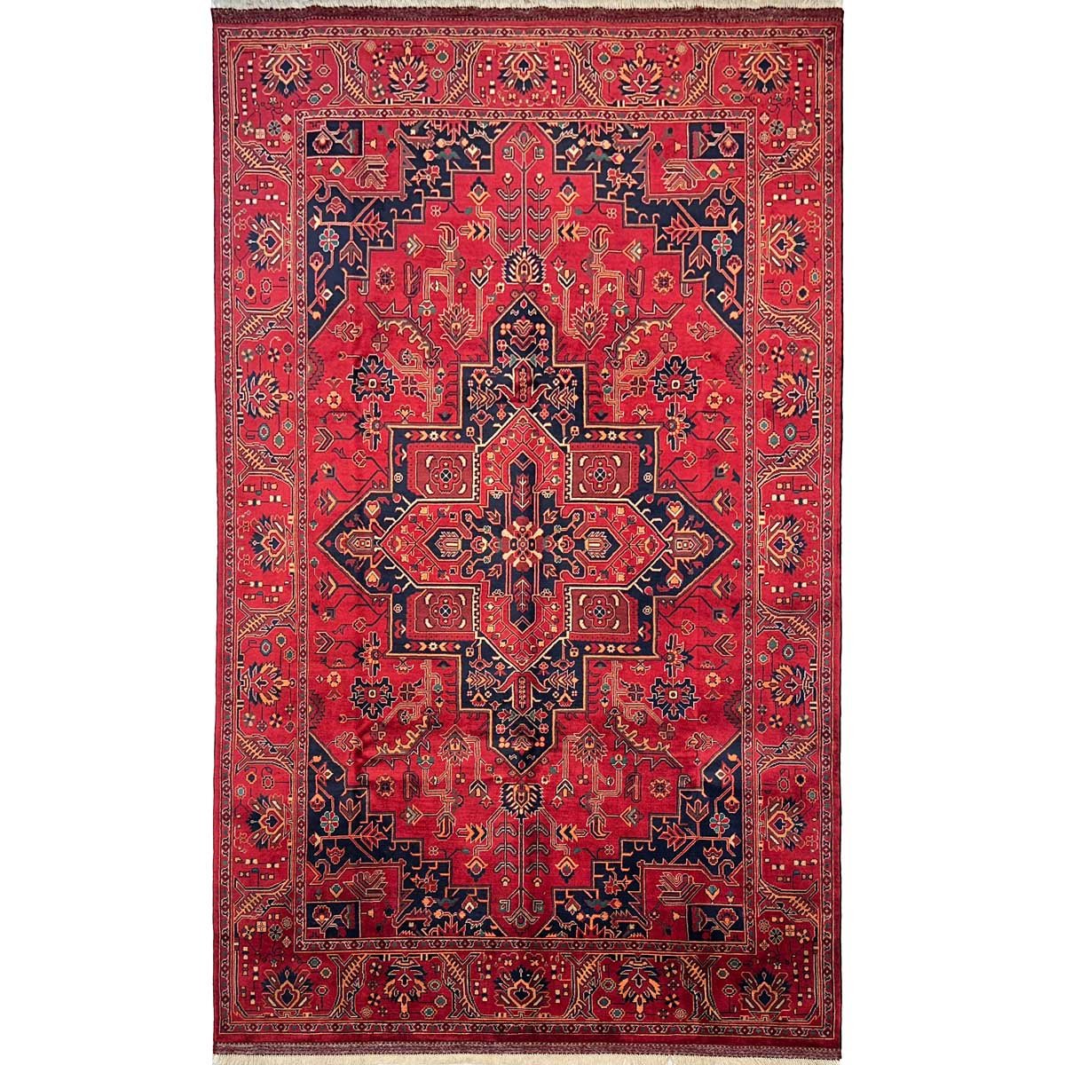 El Dokuma Afgan Heris Madalyon Yün Halı (180x300 cm)