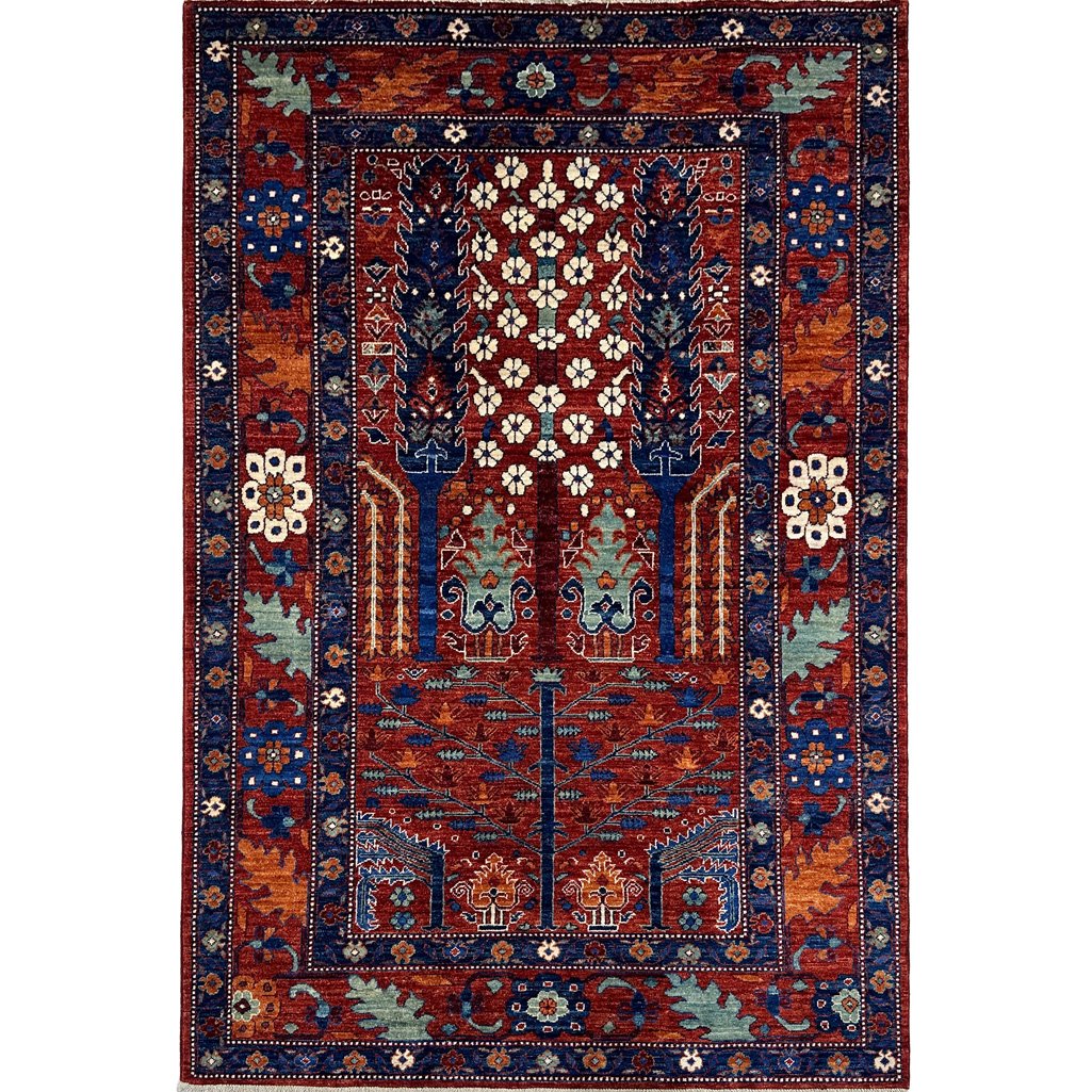 El Dokuma Ağaç Motifli Afgan Kabile Yün Halı (150x245 cm)