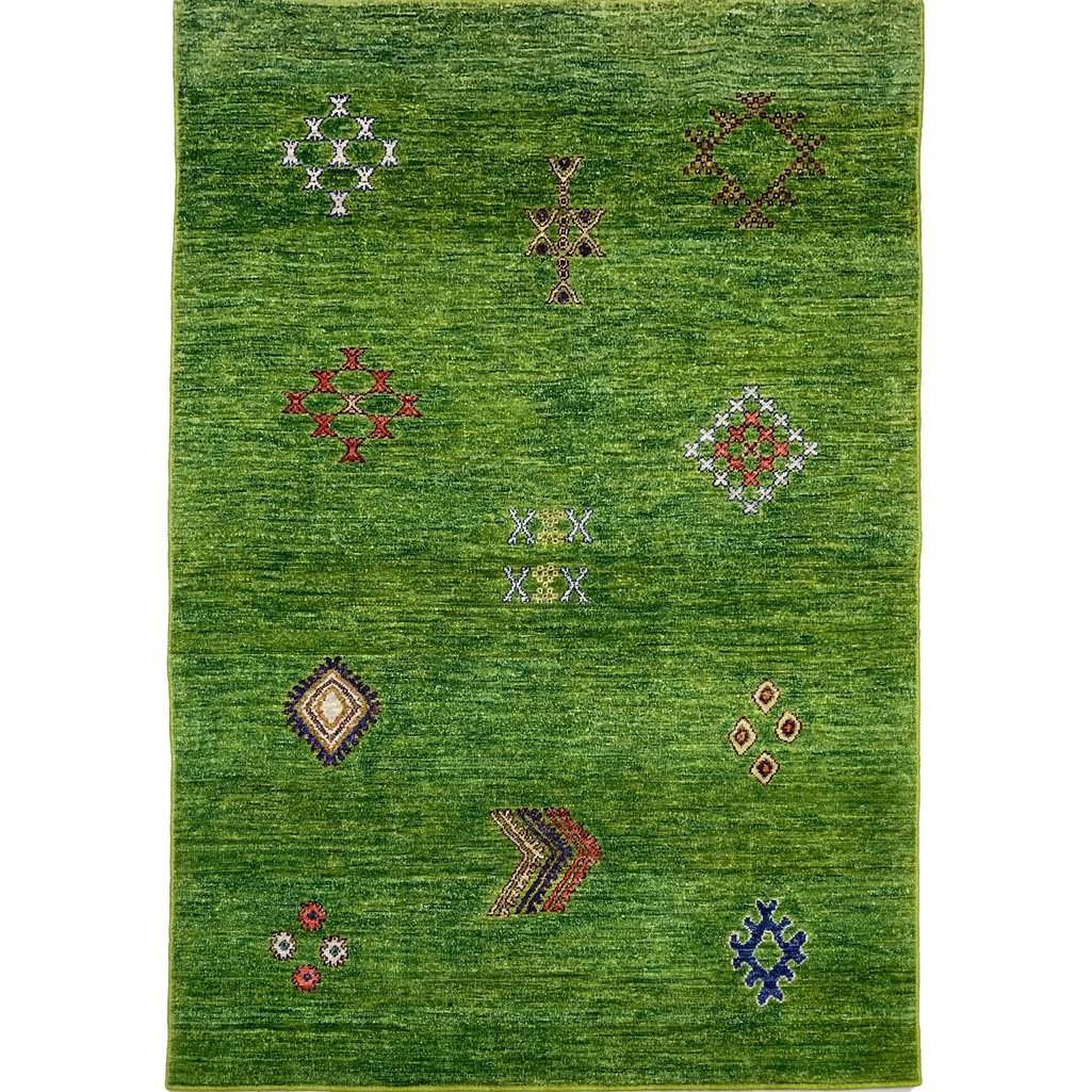 El Dokuma Yeşil Modern Yün Halı (120x180 cm)