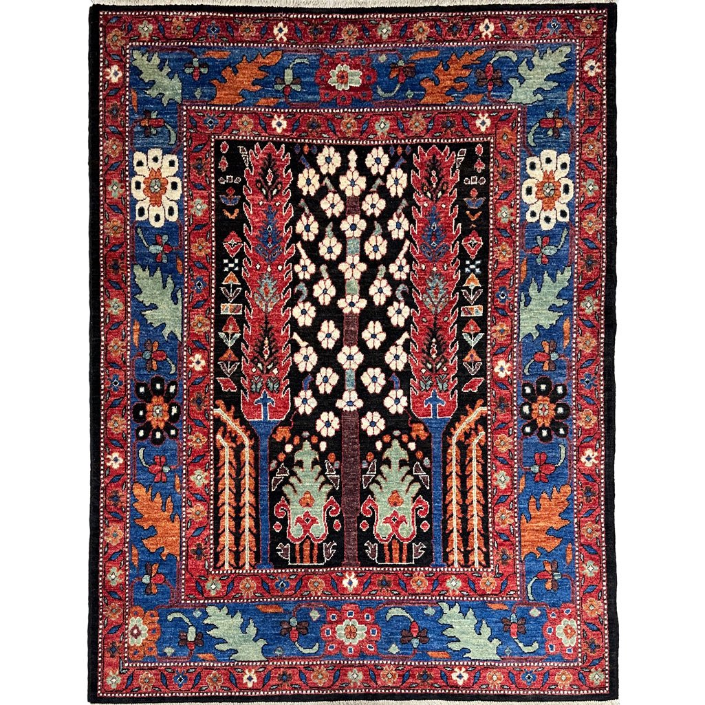 El Dokuma Ağaç Motifli Afgan Kabile Yün Halı (150x190 cm)