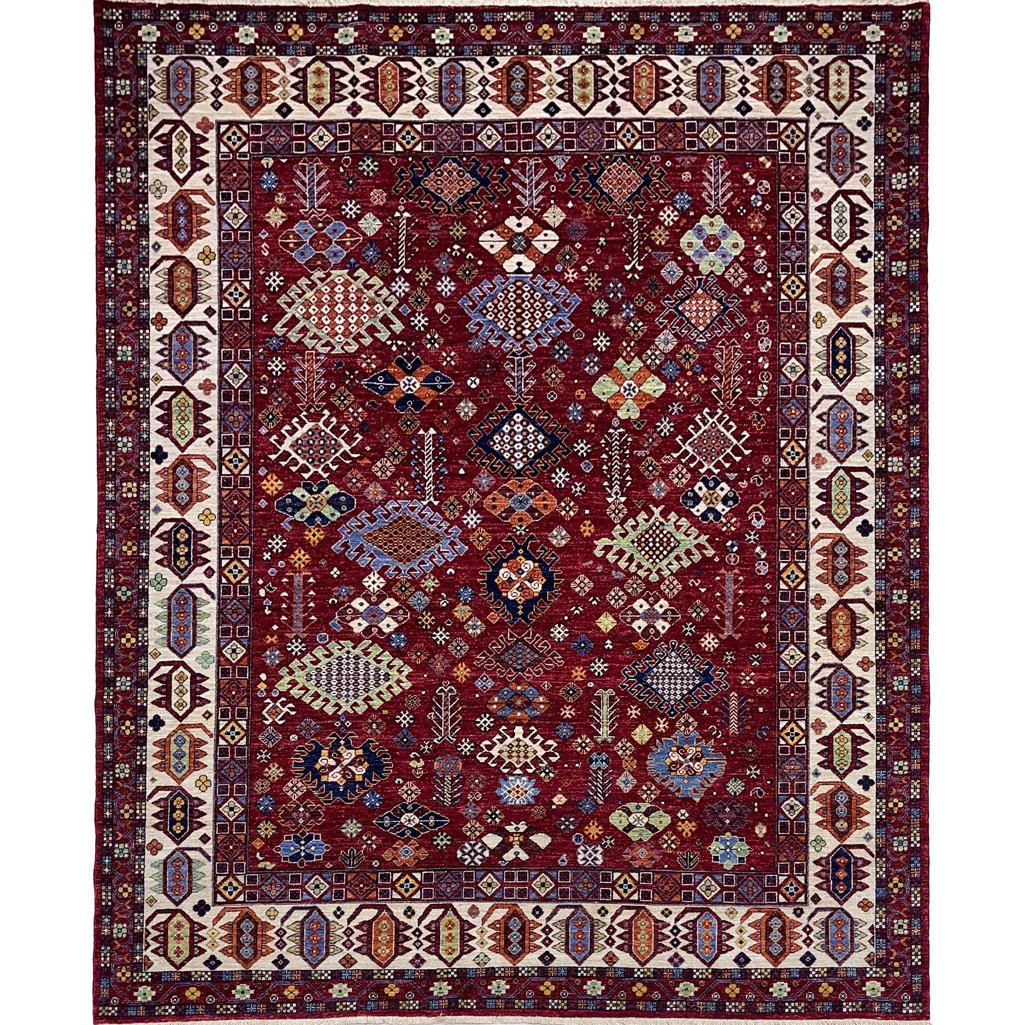 El Dokuma Kırmızı İran Kaşkai Yün Halı (245x310 cm)