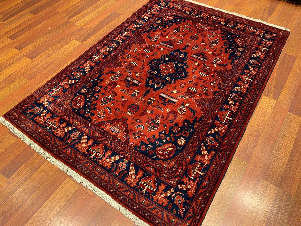 El Dokuma Afgan Bilicik Madalyon İnce Dokuma Yün Halı (150x215 cm) - Görsel 7