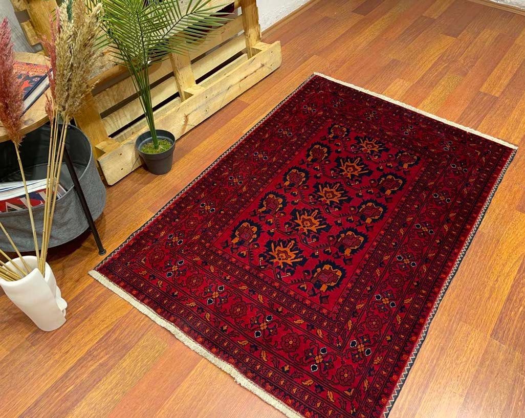 El Dokuma Afgan Bilicik İnce Dokuma Yün Halı (100x150 cm) - Görsel 3