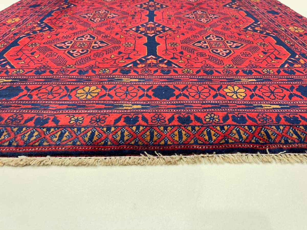 El Dokuma Afgan Bilicik İnce Dokuma Yün Halı (100x145 cm) - Görsel 5