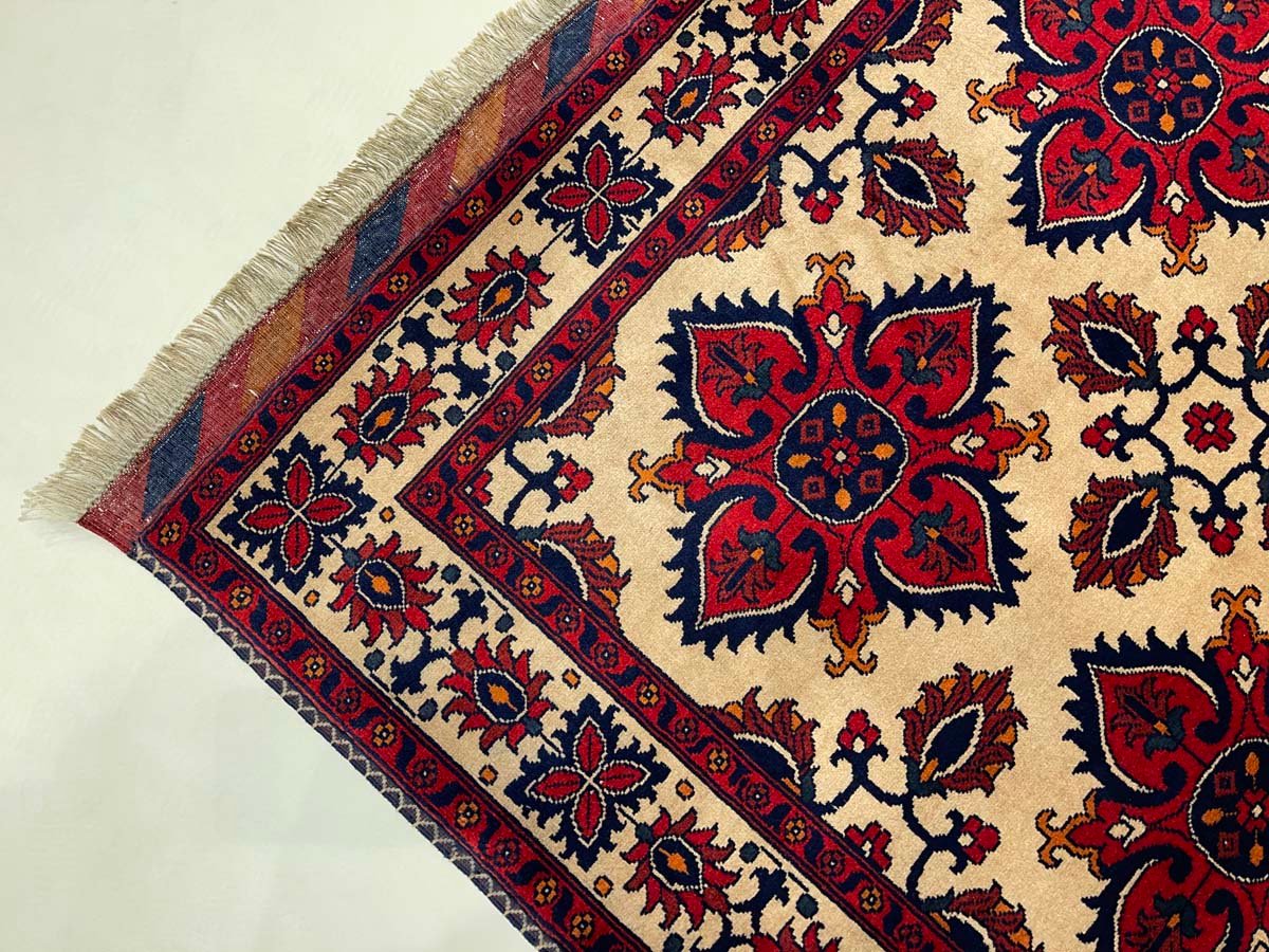 El Dokuma Afgan Bilicik İnce Dokuma Yün Halı (105x135 cm) - Görsel 3