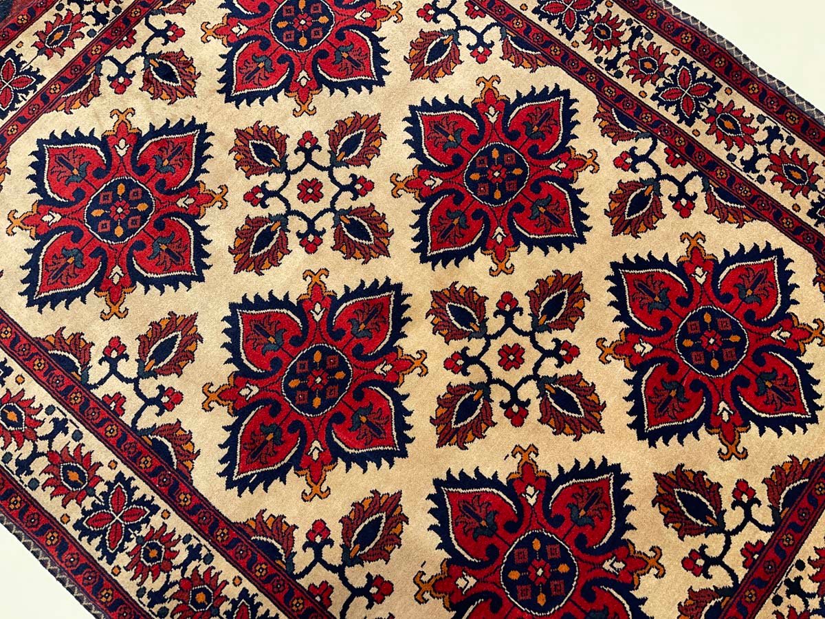 El Dokuma Afgan Bilicik İnce Dokuma Yün Halı (105x135 cm) - Görsel 5