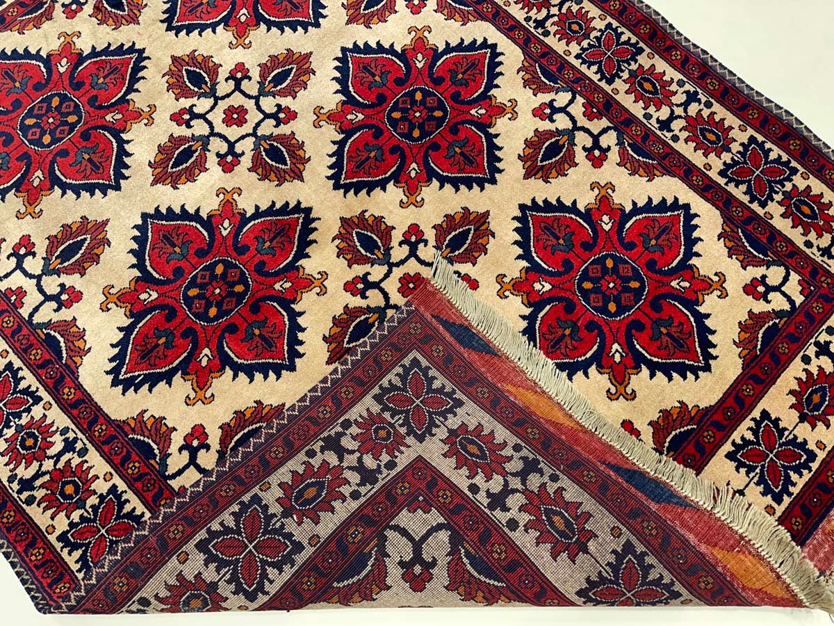 El Dokuma Afgan Bilicik İnce Dokuma Yün Halı (105x135 cm) - Görsel 7