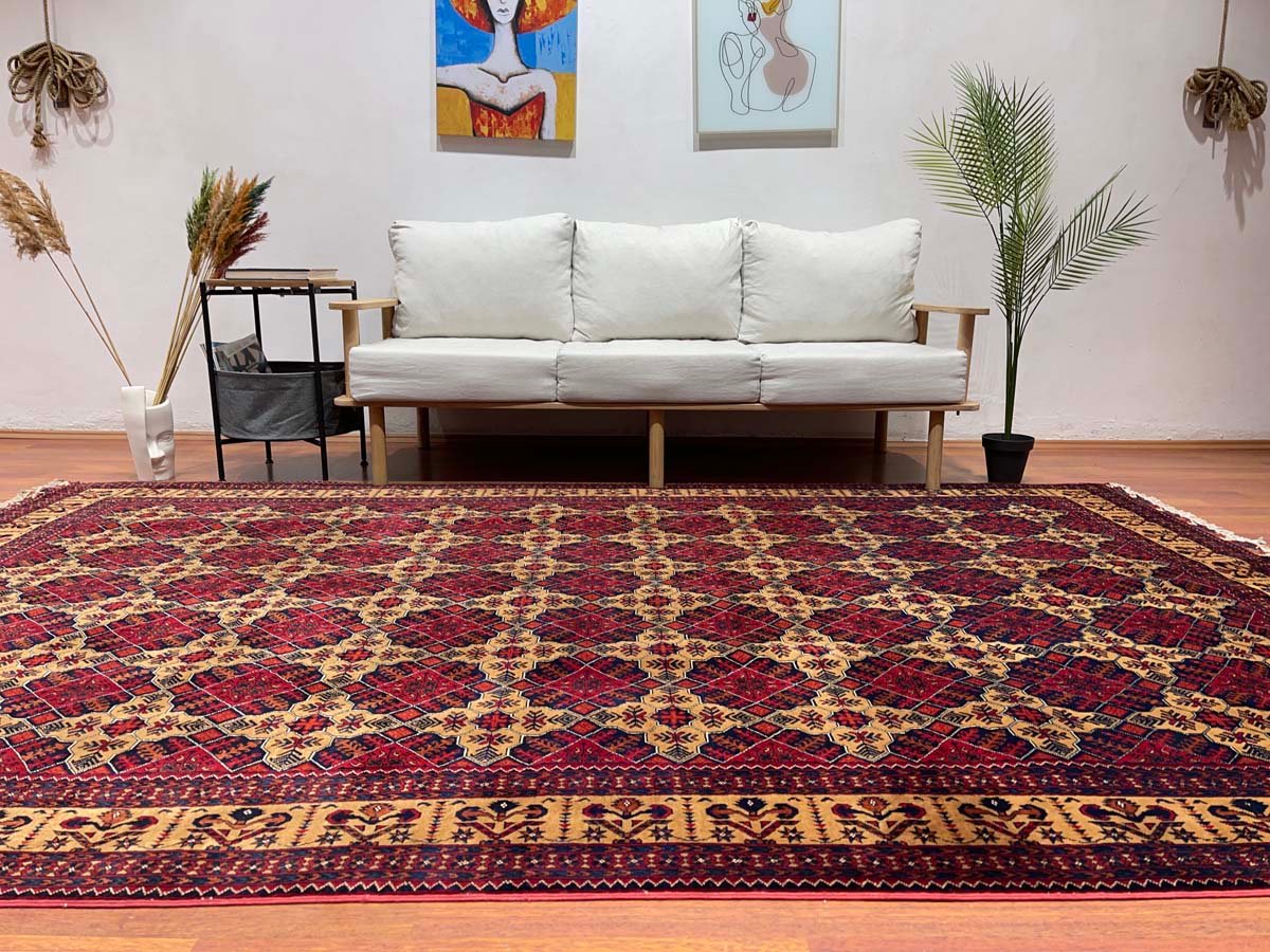 El Dokuma Afgan Bilicik İnce Dokuma Yün Halı (200x310 cm) - Görsel 7