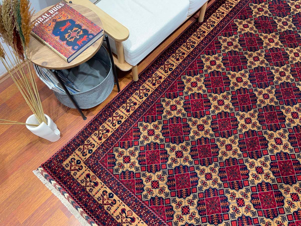 El Dokuma Afgan Bilicik İnce Dokuma Yün Halı (200x310 cm) - Görsel 2