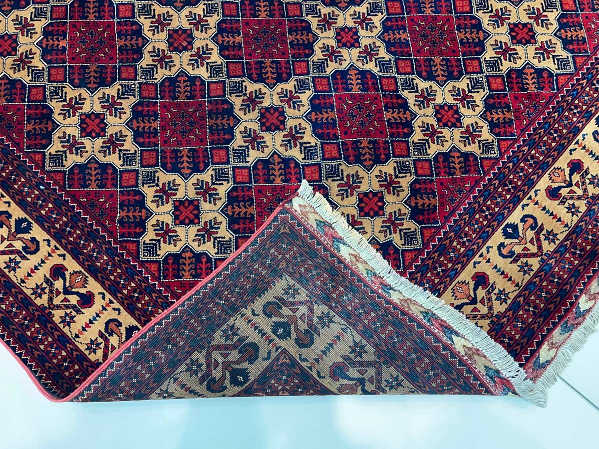 El Dokuma Afgan Bilicik İnce Dokuma Yün Halı (200x310 cm) - Görsel 8