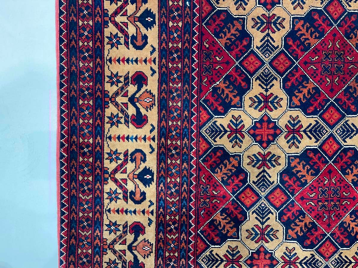 El Dokuma Afgan Bilicik İnce Dokuma Yün Halı (200x310 cm) - Görsel 4