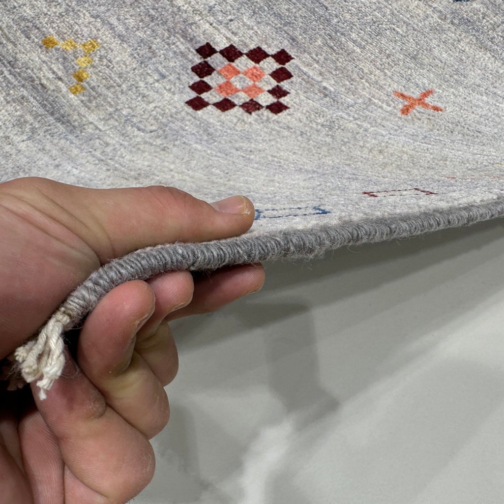 El Dokuma Gri Modern Afgan Yün Yolluk Halı (80x250 cm) - Görsel 8