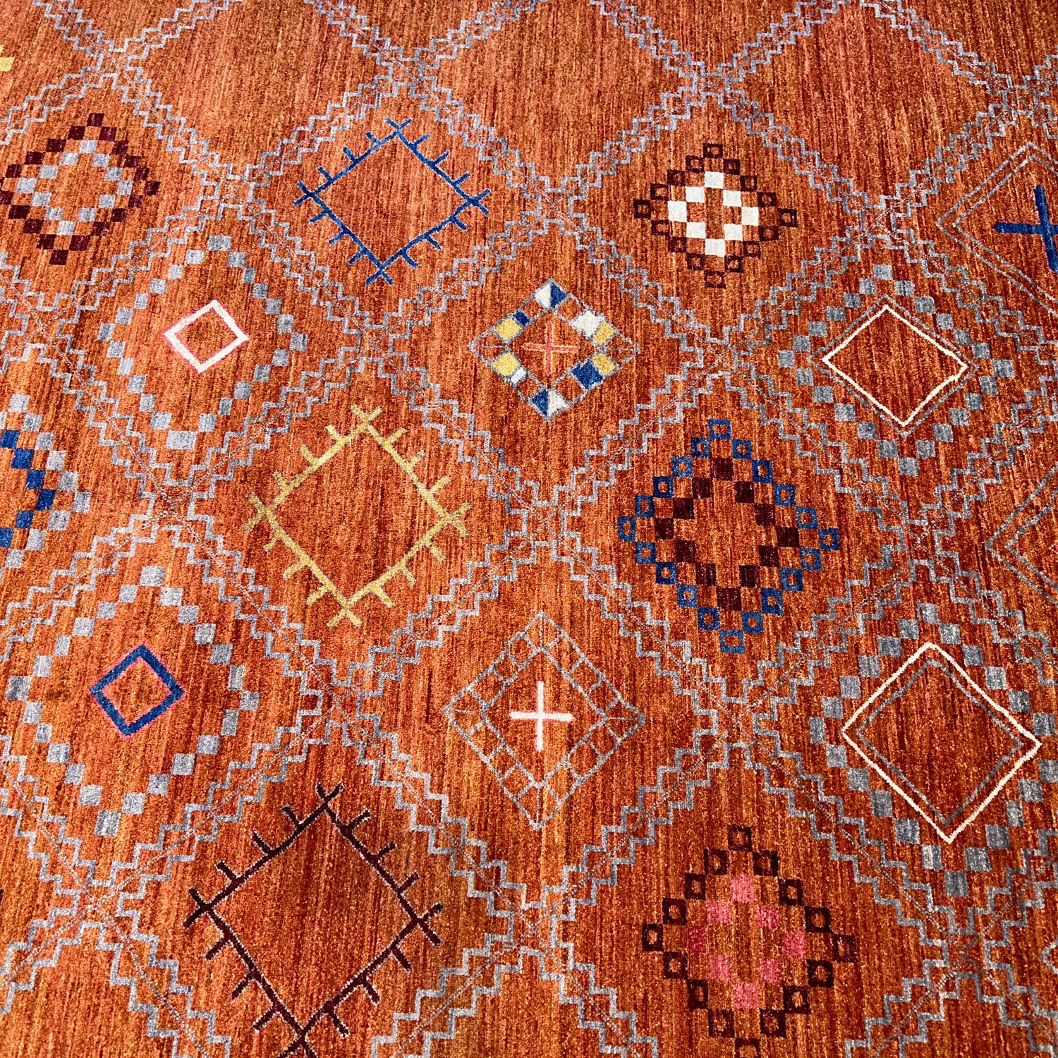El Dokuma Turuncu Afgan Modern Yün Halı (280x360 cm) - Görsel 3